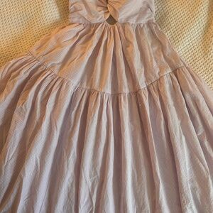 Beachy Strapless pink and white striped Dress